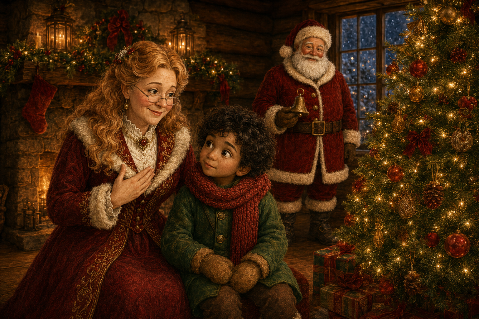 Mrs. Claus tells Sam the secret of the Christmas bell
