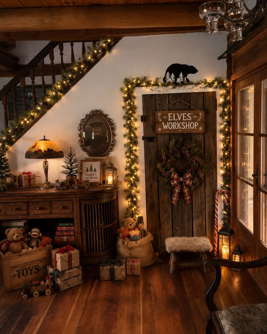 The elves' workshop at Santa's Log House